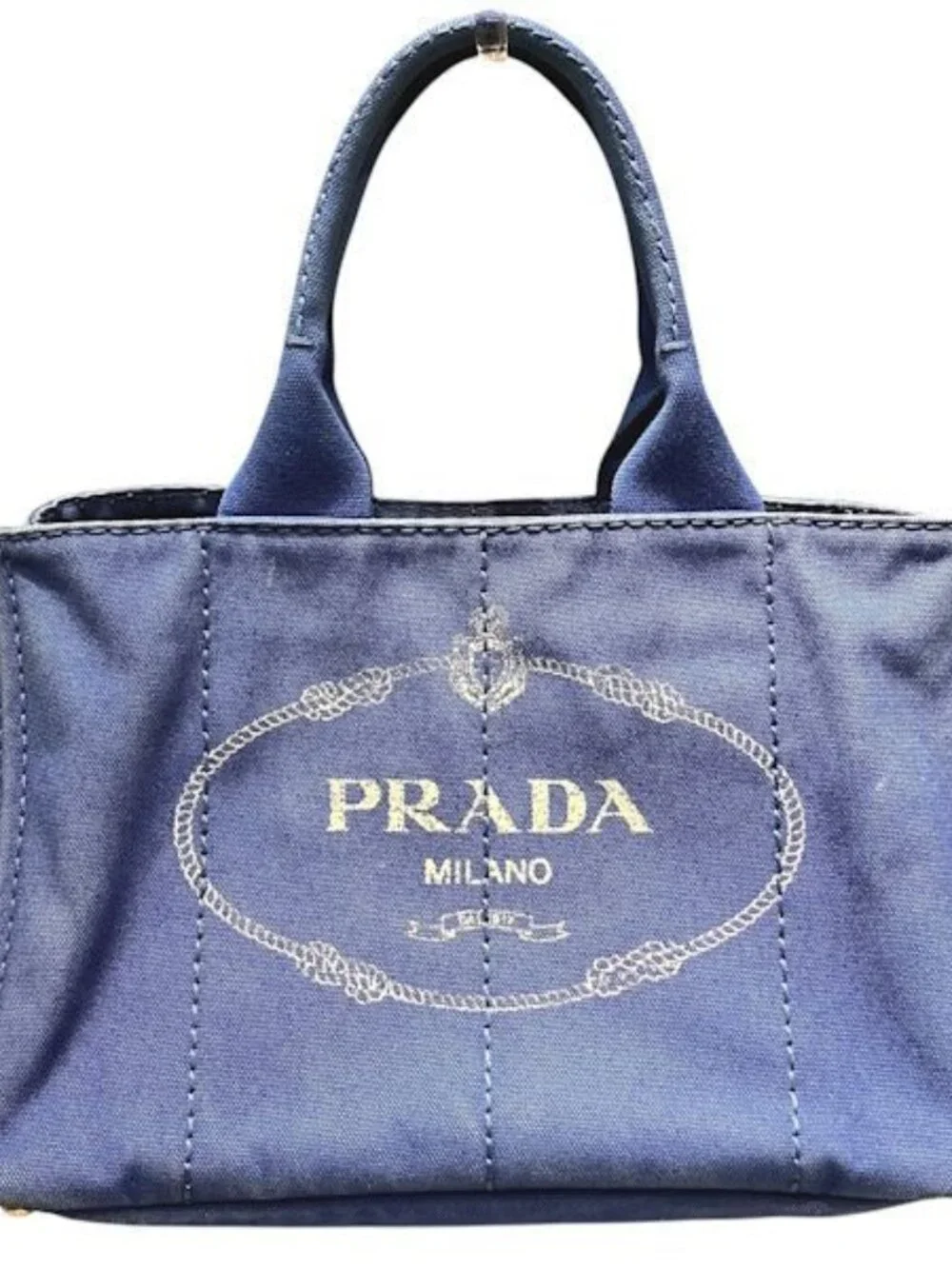 Prada Canapa Blue Canvas Tote - Picture 1 of 9